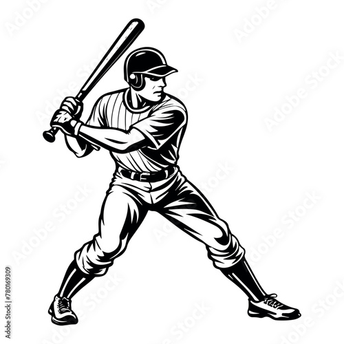 Amazing baseball player black ink transparent vector
