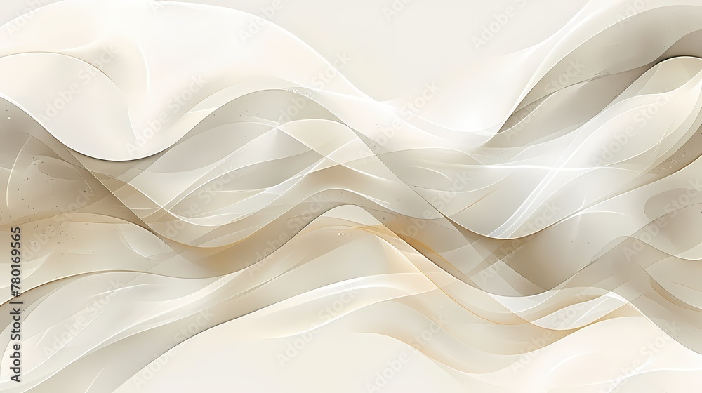Modern Abstract wave silk fabric textured gradient background, wallpaper with color theme of neutral ivory white and gold