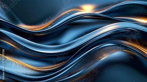 Modern Abstract curve effect in gradient background, wallpaper with color theme of dark blue and slight gold color