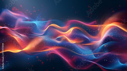  Modern Abstract wave silk fabric textured gradient presentation background, wallpaper with color theme of dark blue and bright orange 