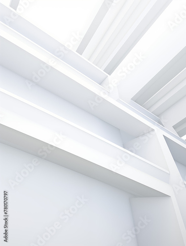 Geometrized white space with abstract lines, photography style, realistic