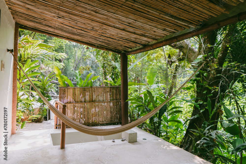 Beautiful hammock in the jungle. relax in an eco hotel