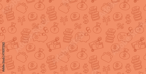 お金・株・フィナンシャルのシームレス背景素材 16:9 Stocks & Money Seamless Backgrounds Web graphics.
