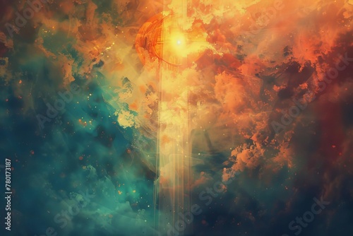 Abstract Religious and Spiritual Background, Faith-Inspired Digital Illustration