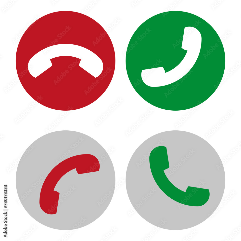 Accept call icon. Decline call icon. Communication concept. Simple design. Vector illustration. EPS 10. Accept call icon. Decline call icon. Communication concept. Simple design. Vector illustration. EPS 10.