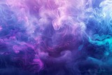 Ethereal abstract background with interlaced blue, mint and purple smoke, glitch distortion effect illustration