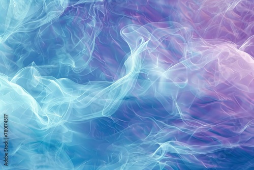 Ethereal abstract background with interlaced blue, mint and purple smoke, glitch distortion effect illustration