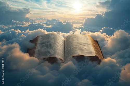 The Bible, Word of God, Gospel in Clouds of Heaven, Way to Salvation Concept photo