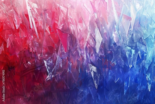 Cristales rojos y azules formando un degradado abstracto, fondo digital colorido photo