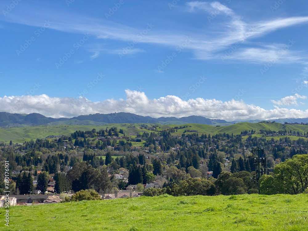 Fototapeta premium Grass Covered Ridge Lines and Hills