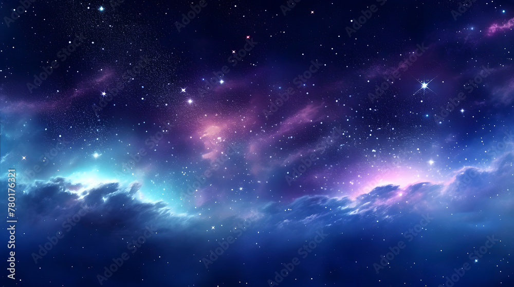 Fototapeta premium Digital blue and purple nebula starry abstract graphic poster web page PPT background