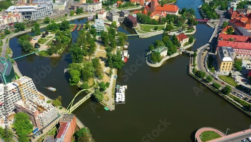 Wroclaw Bridges Island Aerial View Poland