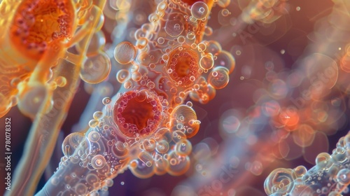 Highly detailed image of a rotifers digestive system showing the complex network of and tubes. © Justlight