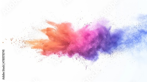 Colorful powder explosion on white background.