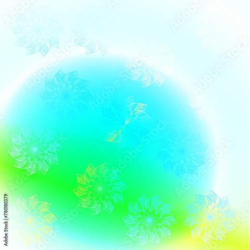 blue winter background with floral outline pattern backdrop