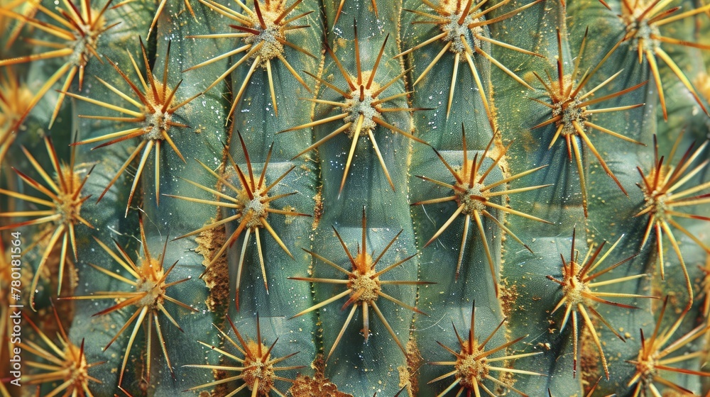 Close up of the texture on a cactus, revealing the adaptation strategies of desert plants. Close up of the texture on a cactus, revealing the adaptation strategies of desert plants.