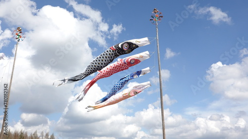 "Koinobori " Carp streamers held in the sky on Children's Day in Japan