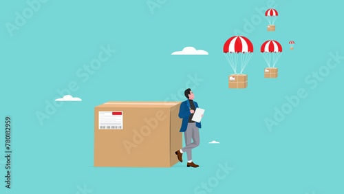 dropshipping delivery checking, open e-commerce website store and let supplier ship product directly to customer concept, Businessman track packages sent from drop shipping businesses
