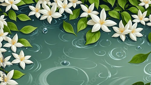 background Jasmine flower with water. for songkran day in thailand photo