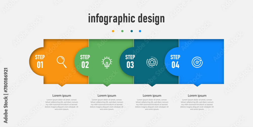 Modern infographic business template and data visualization with 4 options. can be used for work flow diagram, info chart, web design. vector illustration. Premium Vector