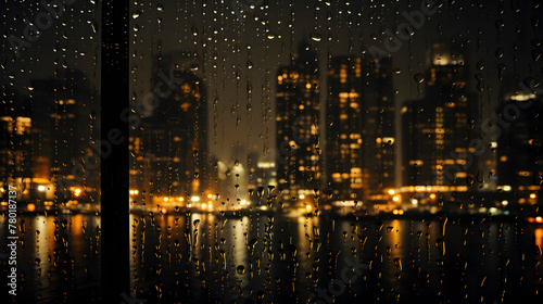 Digital city raindrop window scenery abstract graphic poster web page PPT background