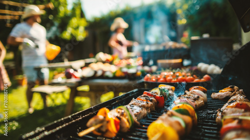 A closeup of food on grill