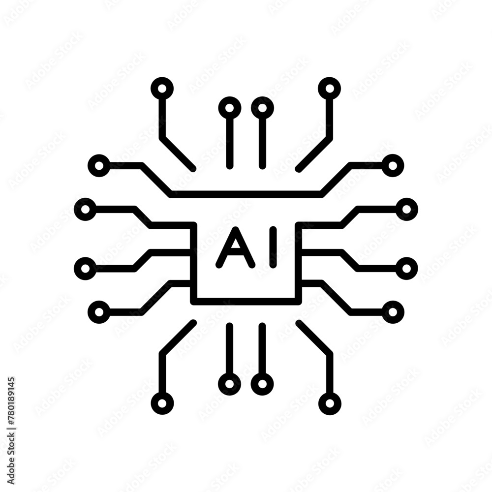microchip icon. outline icon microchip icon. outline icon