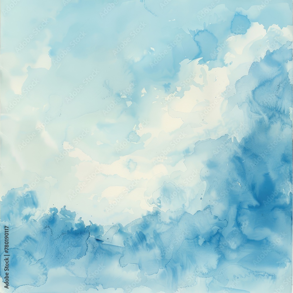 A gentle watercolor wash in sky blue with faint
