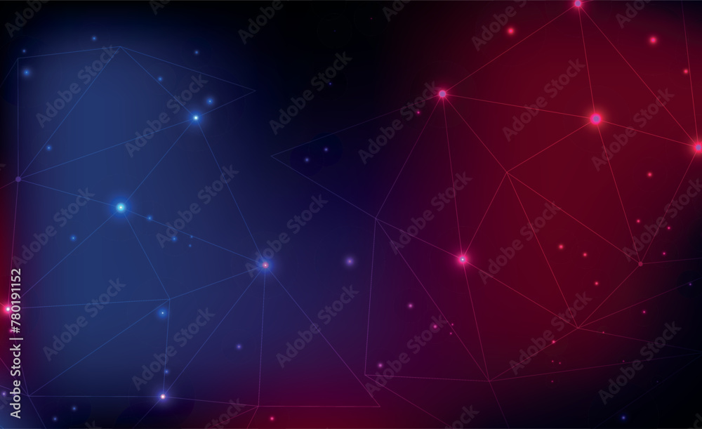 blue and red minimalist technology gradient background, galaxy gradient effect, connection pattern blue and red minimalist technology gradient background, galaxy gradient effect, connection pattern