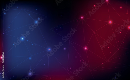 blue and red minimalist technology gradient background, galaxy gradient effect, connection pattern