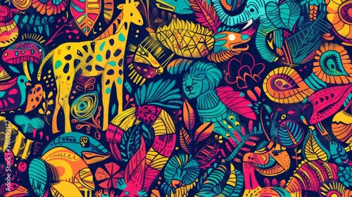 Vibrant Jungle Themed Illustration