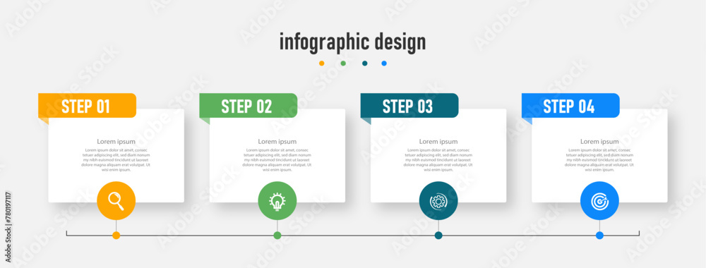 Infographic design for business concept. Can be used for info graphics, flow charts, presentations, web sites, banners, label template with icons. 4 options or steps. Infographic design for business concept. Can be used for info graphics, flow charts, presentations, web sites, banners, label template with icons. 4 options or steps.