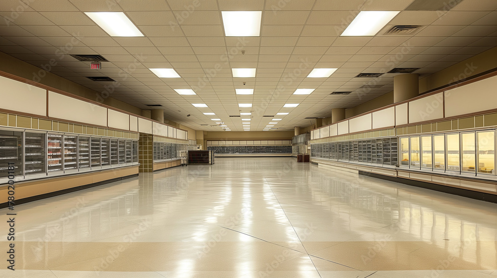 interior of a supermarket empty shelves interior of a supermarket empty shelves