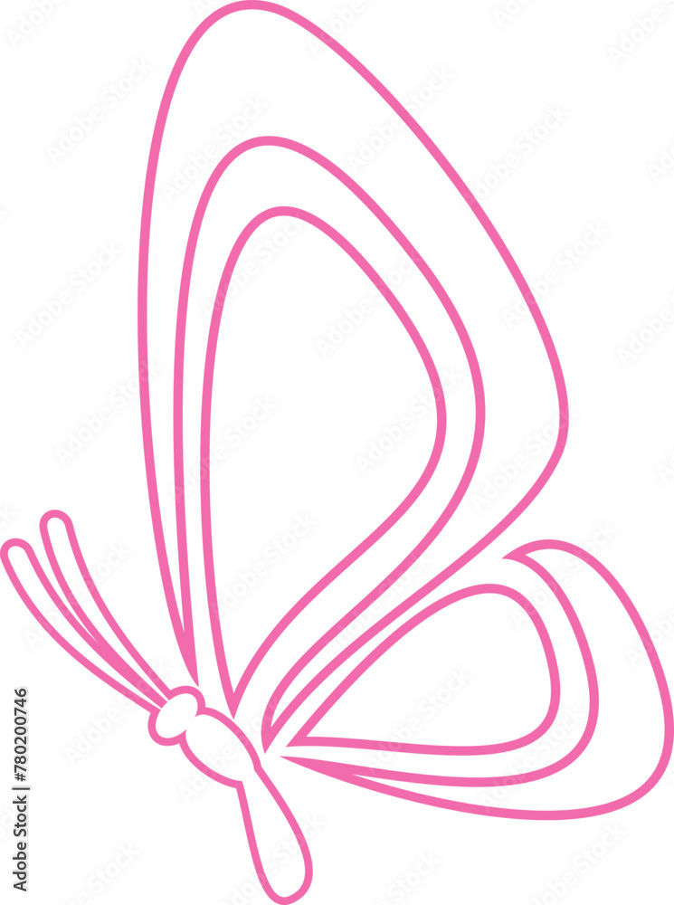 Stylized image of butterfly line art logo template isolate Vector illustration