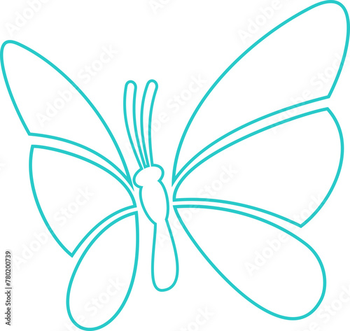 Stylized image of butterfly line art logo template isolate Vector illustration