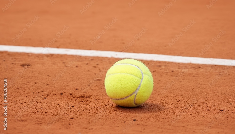 Game Ready: Yellow Tennis Ball on Clay Court