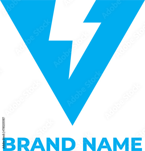 V initial letter electric icon logo design vector