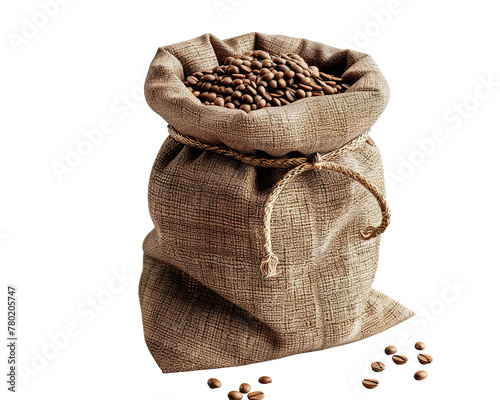 a sack with coffee beans, on white background PNG