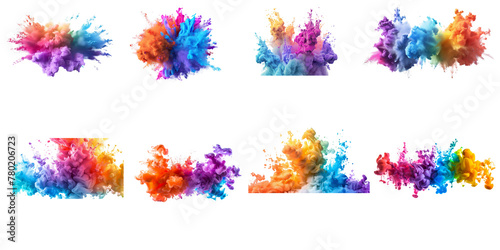Colorful explosion of paint isolated on white background