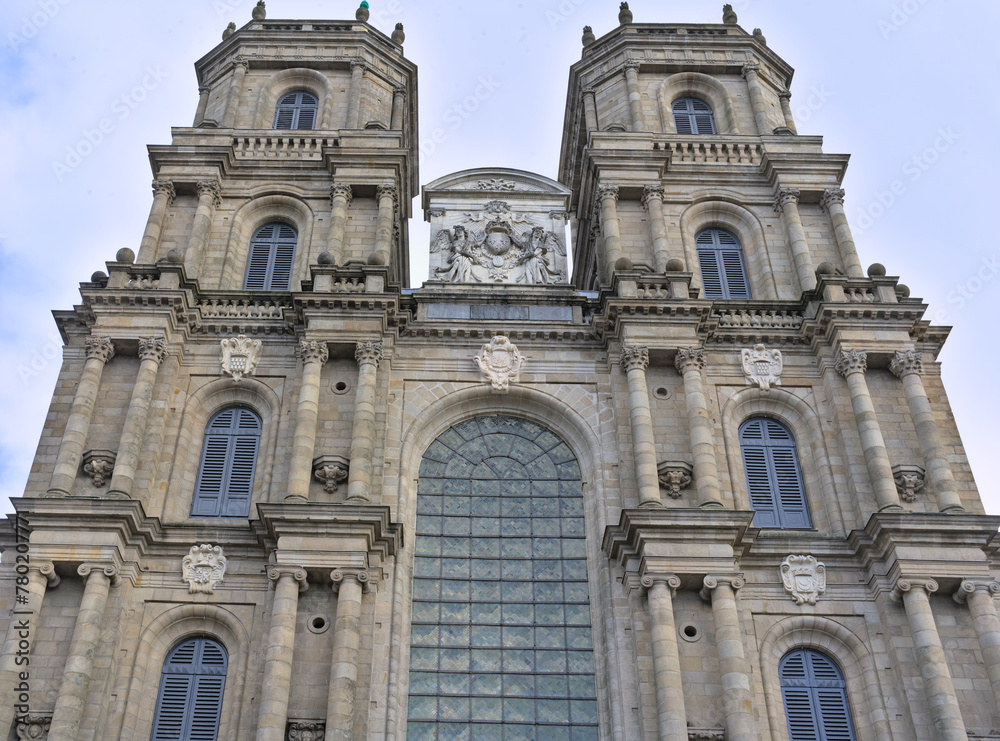 Facade of the cathedral of Rennes, Brittany, France