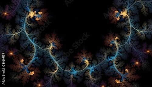 Computer generated 3D illustration, abstract fractal background for creative graphic design for postcards, wallpaper, banner with dark background