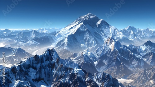 Satellite Perspective of Everests Majestic Peak in the Himalayas Range Generative ai