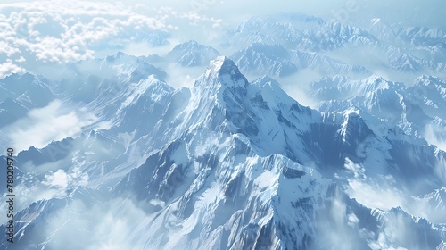 Satellite Perspective of Everest A Peak into the Sublime Power of Nature during a Himalayan Snowstorm Generative ai