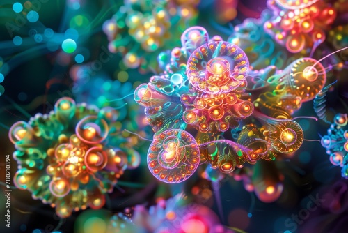 fantasy-inspired fractal entities with radiant energy in a cosmic backdrop