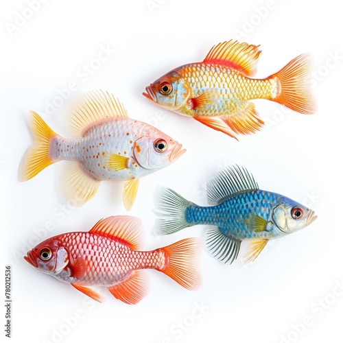 set of goldfish isolated