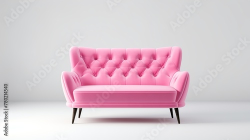 Pink sofa isolated on white background photo