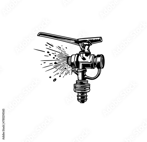 Spraying Sprinkler Top Illustration Design