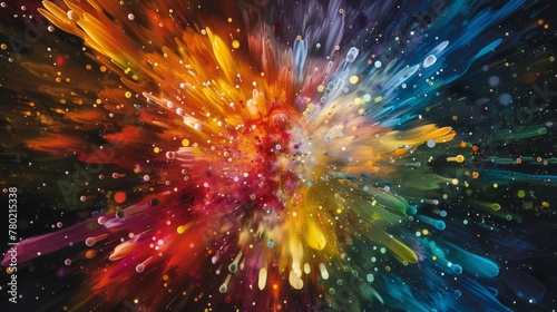 A kaleidoscope of colors explodes in an abstract yet mesmerizing display.