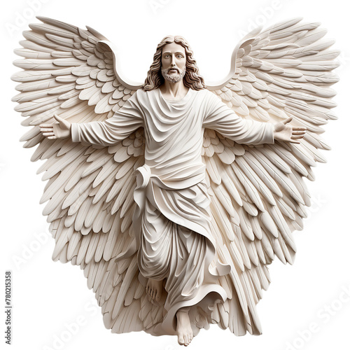 a Front view Wood relief a soaring Magic, Isolated on transparent PNG background, Generative ai
