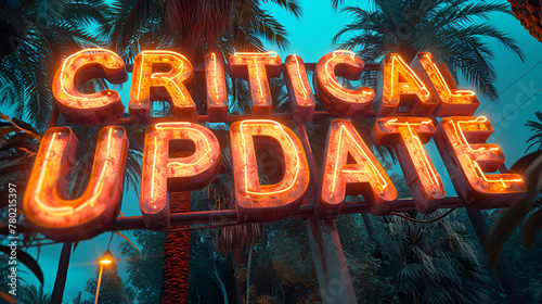 Sign with the words “CRITICAL UPDATE” - breaking news - important message - in the style of famous sign 